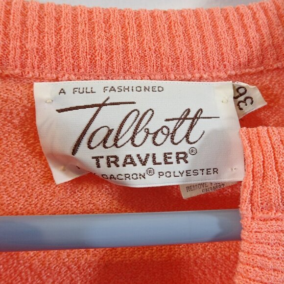 Vintage 1950s TALBOTT Travler Peach Cardigan Sweater Size 36 Dacron Polyester - Picture 2 of 5